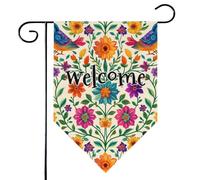 Mintoprints Bandiera messicana da giardino di benvenuto con uccello, 30,5 x 45,7 cm, double face, stile bohémien, floreale, decorazione per cortile
