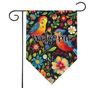 Mintoprints Bandiera messicana floreale con uccellini di benvenuto da giardino, 30,5 x 45,7 cm, double face, decorazione per esterni