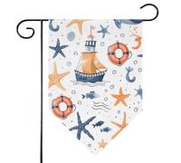 Mintoprints Bandiera nautica da giardino, 30,5 x 45,7 cm, con conchiglie, spiaggia, stella marina, losanga, bandiera da giardino per cortile, decorazione esterna