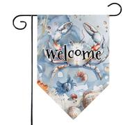 Mintoprints Bandiera nautica da giardino di benvenuto costiera 30,5 x 45,7 cm doppia faccia granchio stella marina conchiglia losanga Yard bandiera decorazione esterna