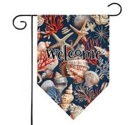 Mintoprints Bandiera nautica da giardino di benvenuto costiera 30,5 x 45,7 cm doppia faccia stella marina conchiglia spiaggia a tema losanga Yard bandiera decorazione esterna