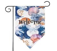 Mintoprints Bandiera nautica da giardino di benvenuto costiera 30,5 x 45,7 cm double face stella marina conchiglia losanga decorazione per esterni