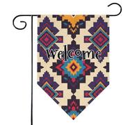 Mintoprints Bandiera rustica geometrica da giardino di benvenuto, 30,5 x 45,7 cm, double face, decorazione per esterni