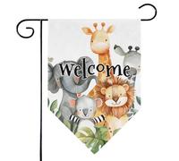 Mintoprints Bandiera verde da giardino di benvenuto con animali della foresta, 30,5 x 45,7 cm, double face, decorazione per esterni