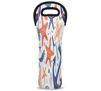 Mintoprints Borsa a secchiello in neoprene per 1 bottiglia di vino, con conchiglie marine e coralli, per viaggi, picnic, feste