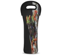 Mintoprints Borsa a secchiello in neoprene per 1 bottiglia di vino, con rana dagli occhi rossi, per viaggi, picnic, feste