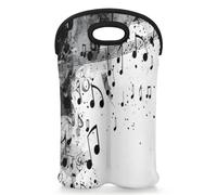 Mintoprints Borsa per 2 bottiglie di vino con note bianche e nere, in neoprene, per viaggi, picnic, feste