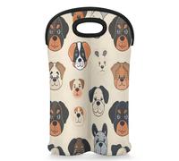 Mintoprints Borsa per 2 bottiglie di vino in neoprene con motivo a cartoni animati, per viaggi, picnic, feste