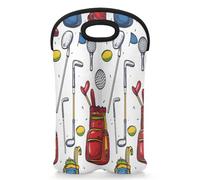 Mintoprints Borsa per 2 bottiglie di vino, in neoprene, con motivo a cartoni animati, per viaggi, picnic, feste