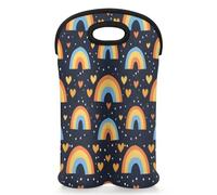 Mintoprints Borsa per 2 bottiglie di vino, in neoprene, con stampa di cartoni animati, per viaggi, picnic, feste