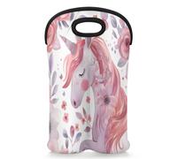 Mintoprints Borsa per 2 bottiglie di vino in neoprene con unicorno acquerello, borsa frigo per viaggi, picnic, feste