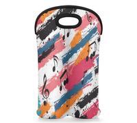 Mintoprints Borsa per 2 bottiglie di vino musicale, con note musicali colorate, in neoprene, per viaggi, picnic, feste