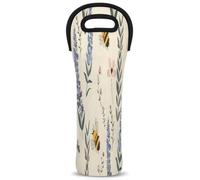 Mintoprints Borsa per bottiglia di vino con fiori di lavanda e ape, in neoprene, per 1 bottiglia, borsa termica per vino, per viaggi, picnic, feste