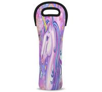 Mintoprints Borsa per bottiglia di vino, in neoprene, con unicorno, farfalla, per 1 bottiglia, per viaggi, picnic, feste