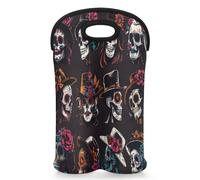 Mintoprints Borsa porta bottiglie di vino messicana Day Of The Dead per 2 bottiglie di vino divertente teschio di zucchero in neoprene porta bottiglie di vino borsa borsa frigo borsa per viaggi