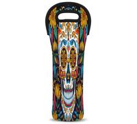 Mintoprints Borsa porta bottiglie di vino messicano con teschio di zucchero, giorno dei morti, Halloween, 1 bottiglia in neoprene per vino, borsa per viaggi, picnic, feste