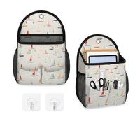 Mintoprints Borsa portaoggetti da appendere alla parete con barca a vela con inchiostro a forma di barca a vela con tasca per montaggio a parete in tessuto, cestino organizer per bagno, cucina, camera