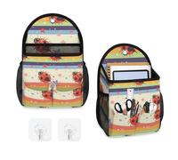 Mintoprints Borsa portaoggetti da appendere alla parete con coccinelle arcobaleno da appendere alla parete, organizer con tasca, per bagno, cucina, camera da letto