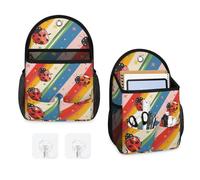 Mintoprints Borsa portaoggetti da appendere alla parete con coccinelle rosse, arcobaleno, borsa organizer da appendere alla parete, con tasca, in tessuto, per bagno, cucina, camera da letto