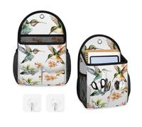Mintoprints Borsa portaoggetti da appendere alla parete con colibrì e fiori e uccellini, colorata, con tasca, per montaggio a parete, in tessuto, per bagno, cucina, camera da letto