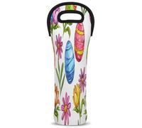 Mintoprints Borsa termica per vino con fiori colorati, uova di Pasqua, 1 bottiglia, in neoprene, per viaggi, picnic, feste