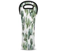 Mintoprints Borsa termica per vino con foglie di eucalipto, per l'estate, acquerello, verde, 1 bottiglia, in neoprene, per viaggi, picnic, feste