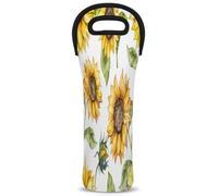 Mintoprints Borsa termica per vino con girasole e fiori, per 1 bottiglia, in neoprene, per viaggi, picnic, feste
