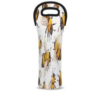 Mintoprints Carino Bee Wine Carrier Tote Bag Honey Bees 1-Bottle Neoprene Wine Cooler Bag Carriers Bag Carrier Borsa Porta Bottiglia di Vino per Viaggi, Picnic, Feste