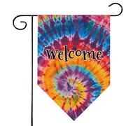 Mintoprints Colorato Tie Dye Benvenuto Giardino Bandiera 30x45 Pollici Double Sided Astratto Arcobaleno Spirale Tie Dye Lozenge Yard Outdoor Flag Decor
