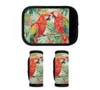 Mintoprints Confezione da 2 coperture per maniglia per bagagli, motivo uccelli tropicali, accessori da viaggio per aereo, aeroporto, foglie di tucano