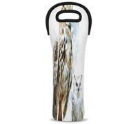 Mintoprints Cool Bird Owl Wine Carrier Tote Bag 1-Bottle Neoprene Wine Cooler Bag Carriers Bag Carrier Borsa Porta Bottiglia di Vino per Viaggi, Picnic, Festa