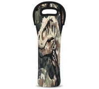 Mintoprints Cool Camo Dinosaur Wine Carrier Tote Bag 1-Bottle Neoprene Wine Cooler Bag Carriers Bag Carrier Borsa Porta Bottiglia di Vino per Viaggi, Picnic, Festa
