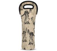 Mintoprints Cool Dinosaur Skeleton Wine Carrier Tote Bag 1-Bottle Neoprene Wine Cooler Bag Carriers Bag Carrier Borsa Porta Bottiglia di Vino per Viaggi, Picnic, Festa