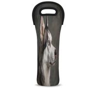 Mintoprints Cool Husky Dog Wine Carrier Tote Bag 1-Bottle Neoprene Wine Cooler Bag Carrier Bag Carrier Borsa Porta Bottiglia di Vino per Viaggi, Picnic, Festa