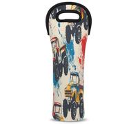 Mintoprints Cool Monster Trucks Cars Wine Carrier Tote Bag 1-Bottle Neoprene Wine Cooler Bag Carriers Bag Carrier Borsa Porta Bottiglia di Vino per Viaggi, Picnic, Festa