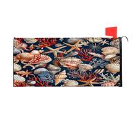 Mintoprints Copertura magnetica per cassetta delle lettere a tema nautico costiero, con stelle marine, conchiglie, spiaggia, copertura per cassetta delle lettere, decorazione per giardino, cortile