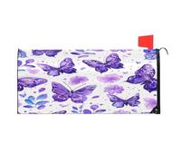 Mintoprints Copertura magnetica per cassetta delle lettere con farfalle viola, con fiori e foglie, copertura per cassetta delle lettere, decorazione per giardino, cortile, dimensioni standard, 45,7 x