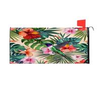 Mintoprints Copertura magnetica per cassetta postale con fiori tropicali e foglie verdi, copertura per cassetta delle lettere, decorazione per giardino, cortile, dimensioni standard, 45,7 x 53,3 cm