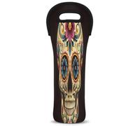 Mintoprints Day Of The Dead - Borsa per bottiglia di vino, con teschio, in neoprene, per Halloween, 1 bottiglia di vino, per viaggi, picnic, feste