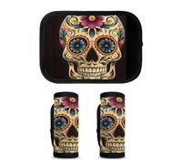Mintoprints Day Of The Dead - Confezione da 2 custodie per valigie, accessori da viaggio per aereo, aeroporto, teschio Halloween