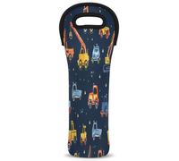 Mintoprints Divertente borsa da trasporto per vino con veicoli da costruzione, in neoprene, per 1 bottiglia, borsa frigo per vino, borsa portabottiglie per viaggi, picnic, feste