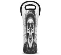 Mintoprints Divertente borsa per vino con teschio nero e bianco con scheletro di zucchero, 1 bottiglia in neoprene borsa frigo per vino, borsa portabottiglie per viaggi, picnic, feste