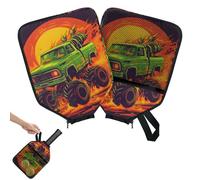 Mintoprints Funny Monster Truck Pickleball Paddle Cover, custodia per racchetta con tasca e maniglia cinghia per auto adatta alla maggior parte delle racchette