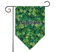 Mintoprints Happy St. Patrick's Day Welcome Garden Flag 30,5 x 45,7 cm Double Sided Lucky Clover Foglie Shamrock losanga Yard Bandiera Decorazione per esterni