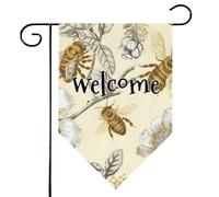 Mintoprints Honey Bee Welcome Garden Flag 30,5 x 45,7 cm double face ape floreale losanga Yard bandiera decorazione all'aperto