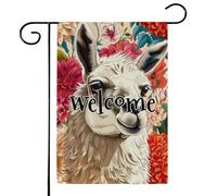 Mintoprints Llama Alpaca Bandiera da giardino di benvenuto 30,5 x 45,7 cm doppia faccia fiore lama bandiera da giardino per cortile decorazione esterna