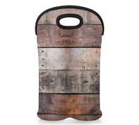 Mintoprints Old Barn Door - Borsa per 2 bottiglie di vino, in neoprene, con motivo in legno, per viaggi, picnic, feste