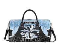 Mintoprints Personalizzato Cheer Bag per Cheerleaders Custom Sport Duffel Bag Gym Bag Travel Duffle Bag Pernottamento Weekender Bag, Azzurro chiaro, 17.4"x8.3"x9.5", Cheerleading