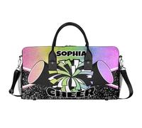 Mintoprints Personalizzato Cheer Bag per Cheerleaders Custom Sport Duffel Bag Gym Bag Travel Duffle Bag Pernottamento Weekender Bag, Rosa Glitter Arcobaleno, 17.4"x8.3"x9.5", Cheerleading
