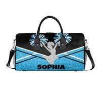 Mintoprints Personalizzato Cheer Bag Viaggio Duffle Bag Nome personalizzato Sport Gym Bag Carry On Weekender Bag Sleepover Athletic Bag, Azzurro chiaro, 17.4"x8.3"x9.5", Cheerleading